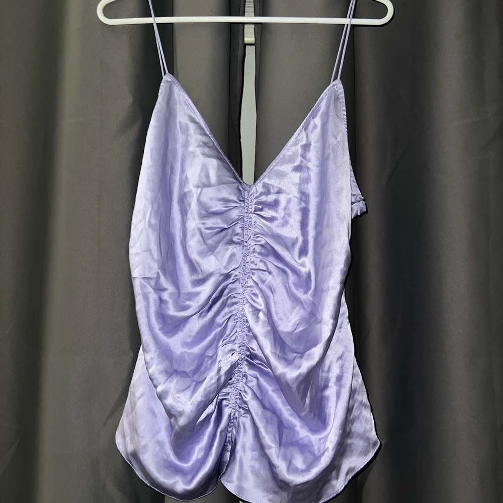 NWOT XXL ZARA Lavender Ruched Satin Cami Top
